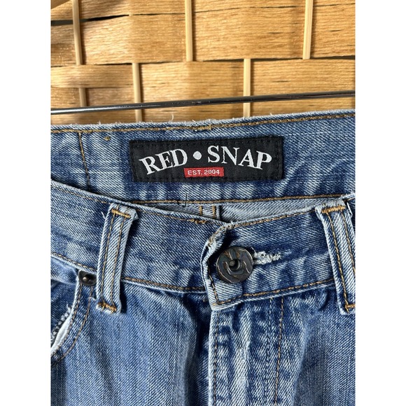 Red Snap Vintage Juniors Light Wash High Rise Straight Jeans Size 32X30 - Picture 4 of 16